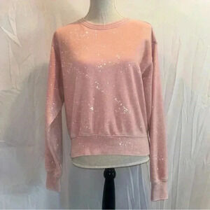 Six Fifty Cropped Distressed Pink Sweatshirt